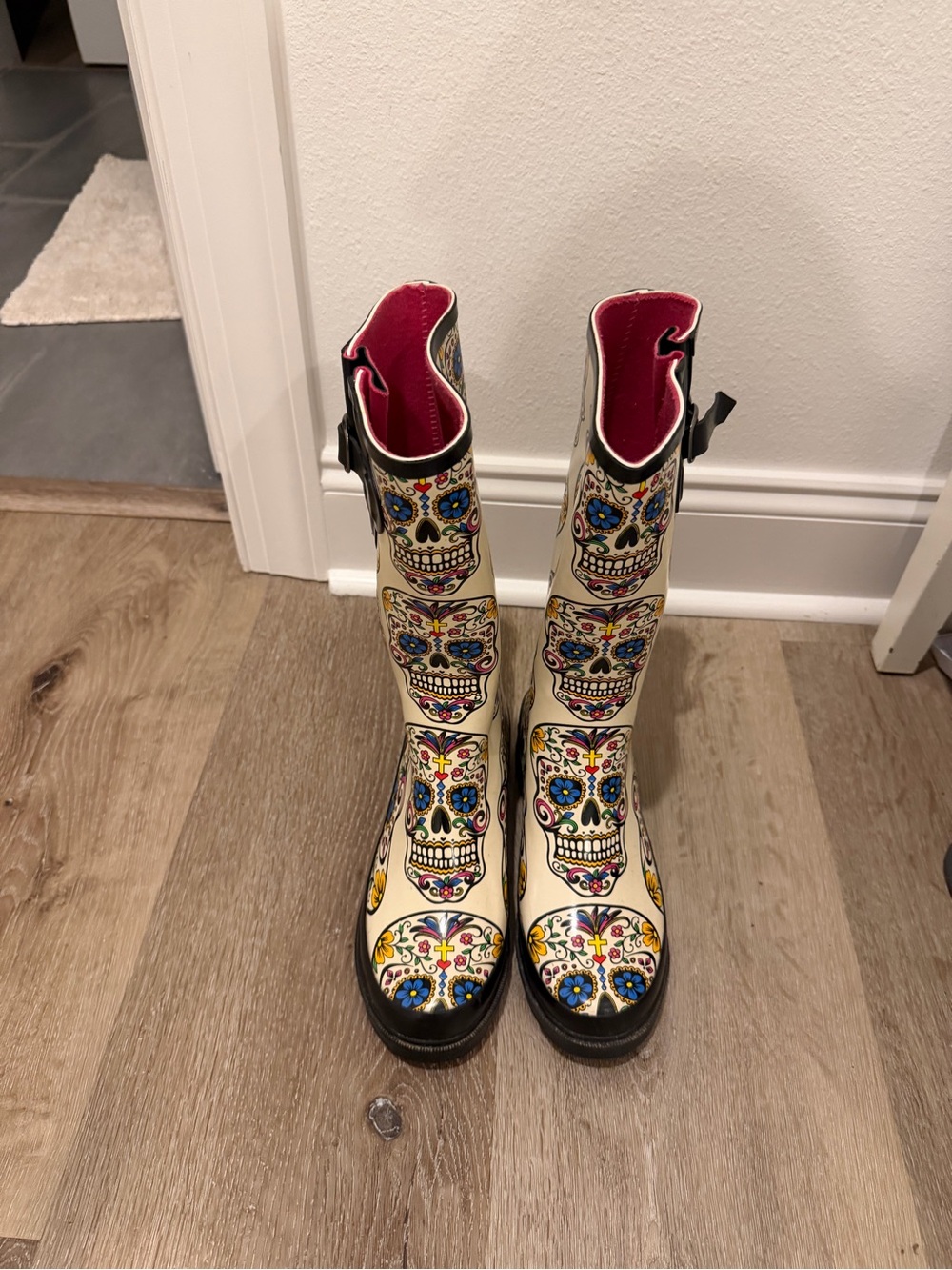 Blazin Roxx Cream Sugar Skull Rain & Snow Boots with Multicolor Accents